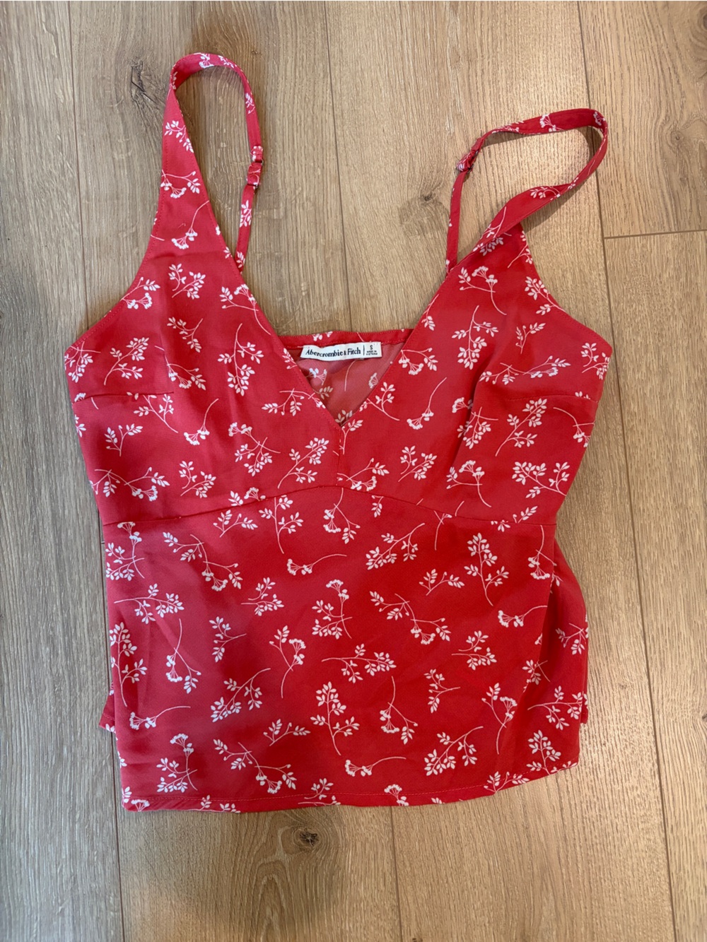 Abercrombie & Fitch Red Floral Tank Top